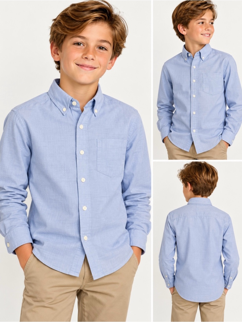 Janie and Jack Boys Size 12 Blue Cotton Button Down Shirt Preppy Classic